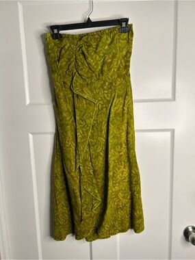 Hula Hula Hawaii Women’s One Size Strapless Dress Green Resortwear Beach 3704